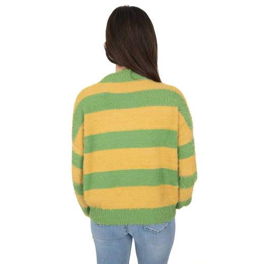 STRABELLO Pullover Donna Morbido a Righe Lupetto Peloso Inverno