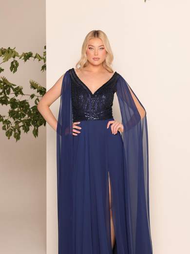 Bianca Brandi Curvy Abito Lungo da Cerimonia Calibrato con Corpetto in Tulle e Paillettes 29719M