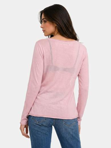 Basic Lightweight Cotton Top with Faux Raw Edge