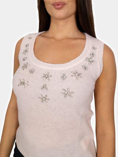 Cardigan Twin Set Donna con Strass Elegante e Morbido