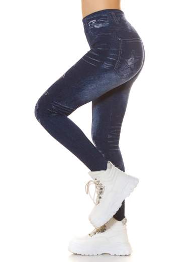 Jeggings Vita Alta con Stelle Glitterate
