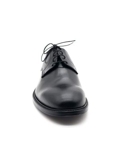 Men's Black Leather Derby Shoes with Leather Sole