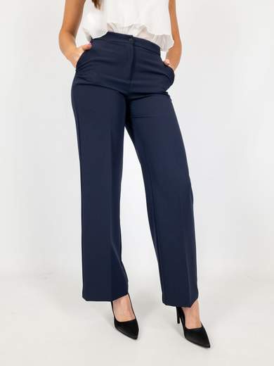 Pantaloni A Palazzo Eleganti Vita Alta Donna In Tessuto Tecnico