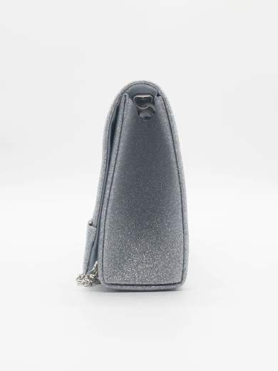 Silver Glittered Clutch Bag with Shoulder Strap – Elegant and Compact