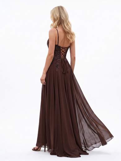 STRABELLO CERIMONIA Abito Lungo in Chiffon con Corpetto in Pizzo e Paillettes 26015F