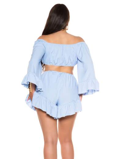 KOUCLA Completo Coordinato Top e Shorts con Volant 0000SET62108