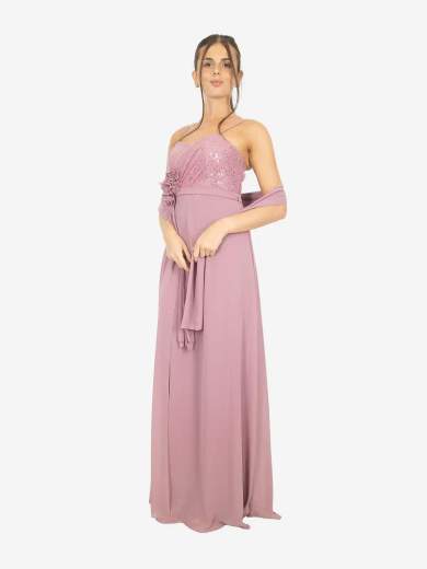 BIANCA BRANDI Tuta Elegante da Cerimonia con Gonna in Chiffon e Pantalone a Doppio Velo 29252