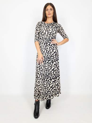 Bucle Vestito Lungo Donna A Fantasia Casual Manica Tre Quarti