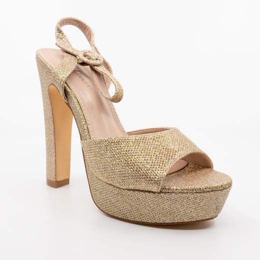 CHIARA FOSCARI Sandali Beige Eleganti Cerimonia Glitterati Tacco Largo E Plateau AHH-136-BEIGE