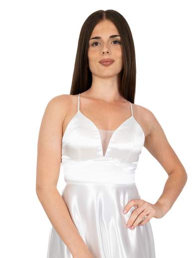 Abito Da Sposa Economico Lungo Cerimonia In Raso Low Cost Bianco