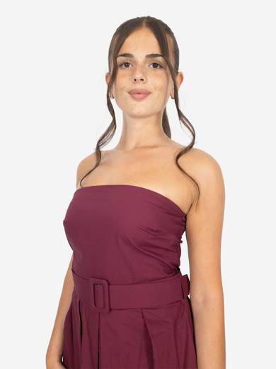 Women's cotton summer dress with belt – Strapless