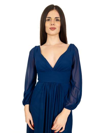 Bianca Brandi Abito Lungo Cerimonia Elegante Stile Impero Per Damigella Con Spacco