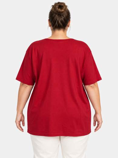 Maglietta Maxi Curvy in Cotone con Stampa Frontale Perlarara