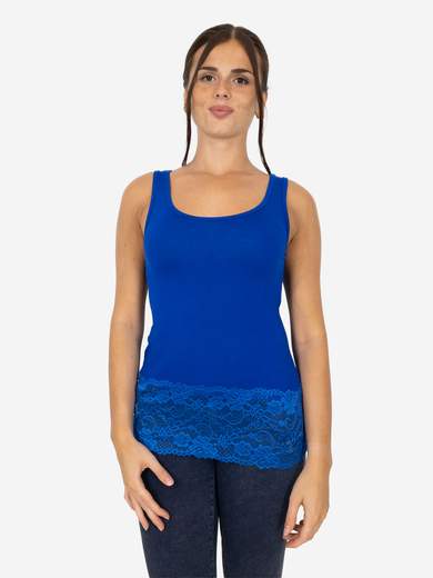 Canotta Donna Slim Fit con Pizzo in Fondo – Modello Corto Elasticizzato