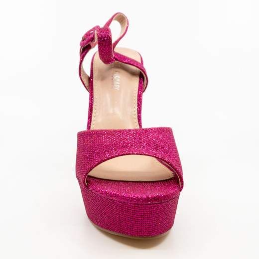 Chiara Foscari Sandali Fucsia Eleganti Glitterati  Con Tacco Alto E Plateau AHH-136-FUCSIA