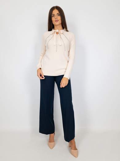 Maglia Elegante Donna Con Fiocco In Viscosa E Con Strass