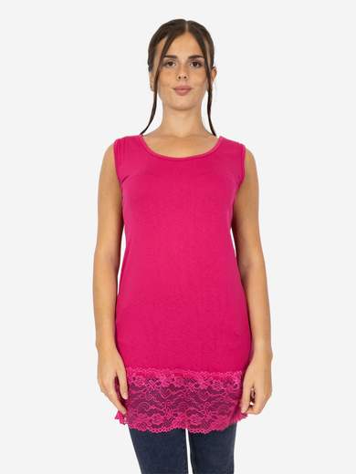 Canotta Lunga Curvy con Pizzo per Donna – Morbida e Comoda