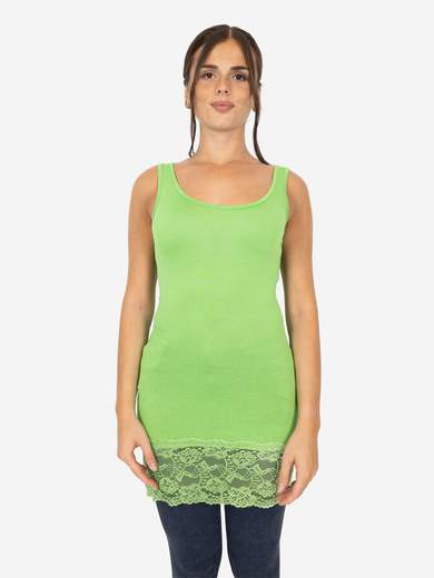 Canotta Donna Lunga Con Pizzo In Fondo Basic Per Leggings Slim Fit