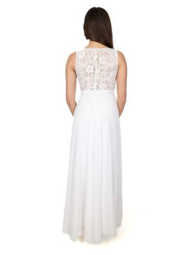 STRABELLO CERIMONIA Abito Da Sposa Economico Semplice Bianco Con Corpetto In Pizzo