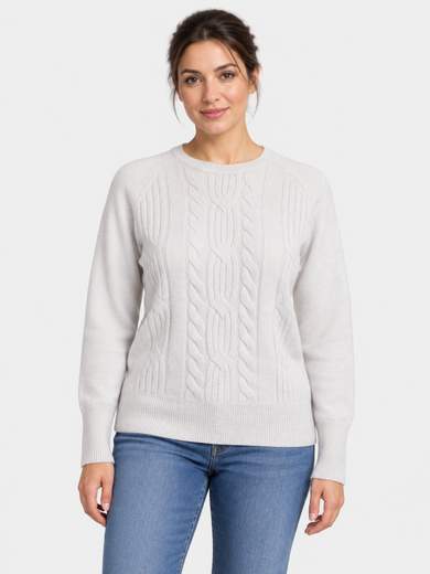 Soft Crew-Neck Sweater with Textured Front