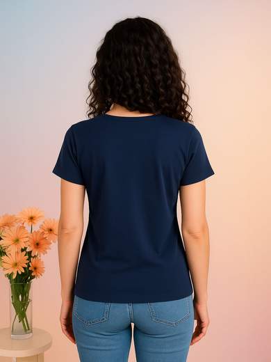 PERLARARA Women's cotton t-shirt with circle print and lurex details E112