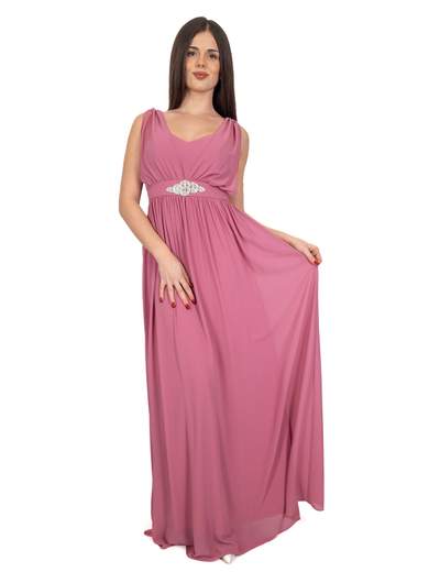 Abito Lungo Cerimonia Donna Stile Impero con Strass