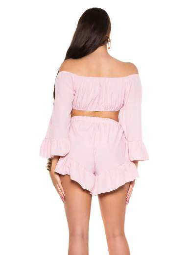 KOUCLA Completo Coordinato Top e Shorts con Volant 0000SET62108