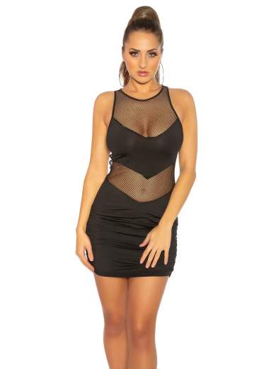 Mini abito sexy con rete trasparente – Donna