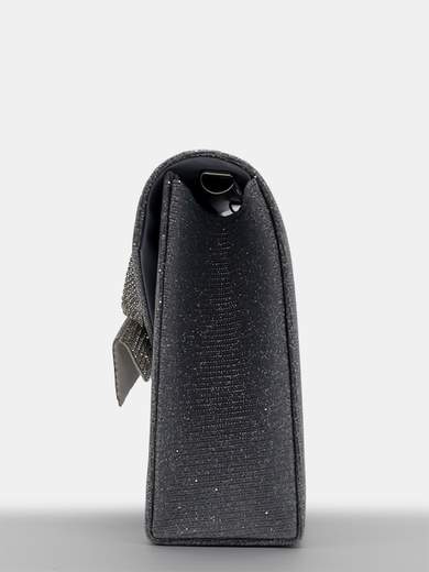 Pochette Argento Glitterata da Cerimonia con Fiocco di Strass HL3499-ARGENTO