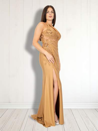 ALLURE Abito Lungo Cerimonia Donna Elegante Con Spacco A Sirena Monospalla