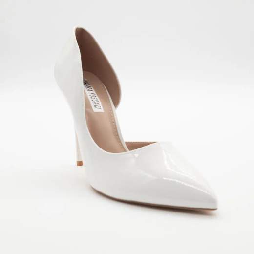 Décolleté elegante in vernice bianca con tacco stiletto 10,5 cm