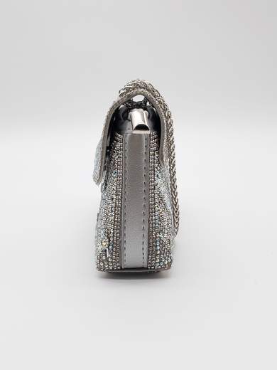 Sparkling Silver Evening Bag with Rhinestones