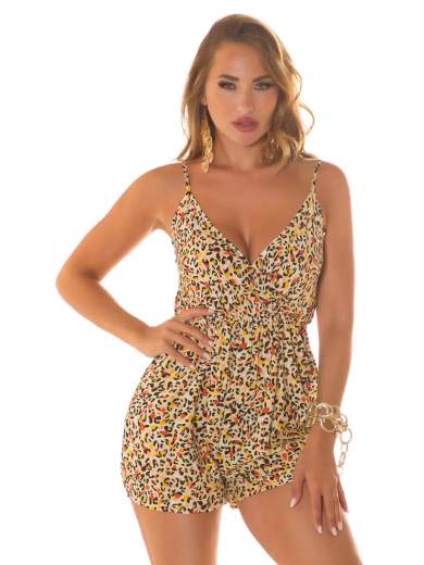 Tuta corta donna animalier in viscosa