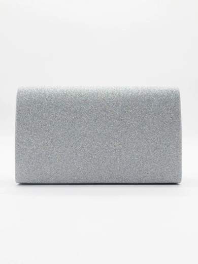 Silver Glittered Clutch Bag with Shoulder Strap – Elegant and Compact