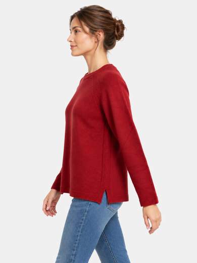 Women's Viscose Blend Crew-Neck Sweater with Textured Details