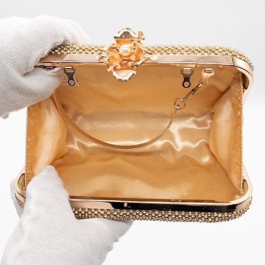 MICHELLE MOON Pochette Oro da Cerimonia con Strass e Dettagli in Metallo Dorato Z8119-ORO