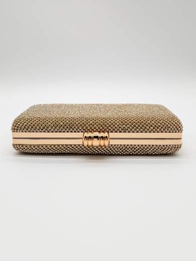 Gold Rhinestone Clutch for Weddings and Evening Events with Strap MM0025-ORO