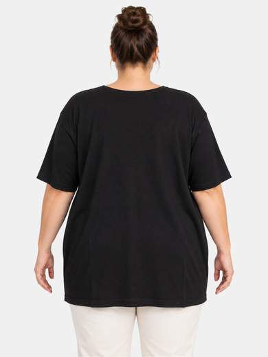 Maglietta Maxi Curvy in Cotone con Stampa Frontale Perlarara