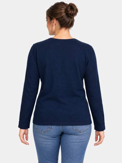 Maglia girocollo con decoro frontale in velluto e glitter