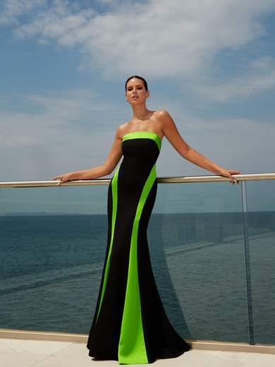 MAESTRI Abito Elegante Donna Cerimonia Lungo A Sirena Con Coprispalle