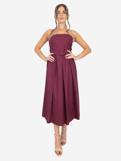 Women's cotton summer dress with belt – Strapless