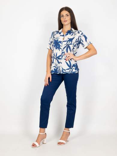 Camicia Estiva Donna Maniche Corte A Fantasia In Viscosa