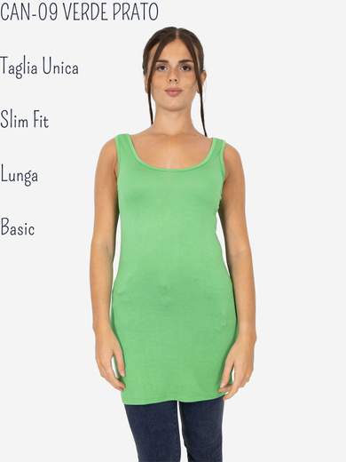 STRABELLO Canotta Donna Slim Fit Lunga in Viscosa – Modello Basic CAN-09