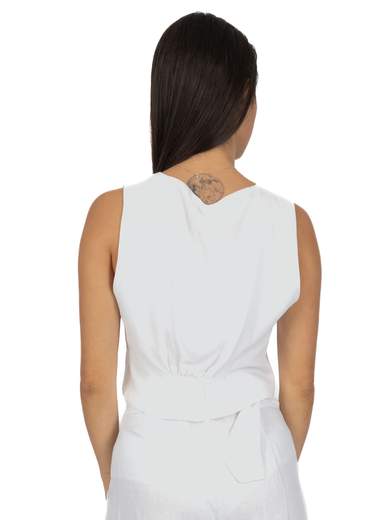 Gilet Donna Smanicato Estivo In Misto Lino E Viscosa Corto