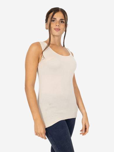 Slim Fit Women’s Tank Top with Wide Straps in Stretch Viscose