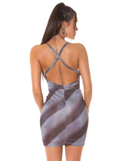 KOUCLA Miniabito Sexy Glitterato con Schiena Nuda 0000K202982