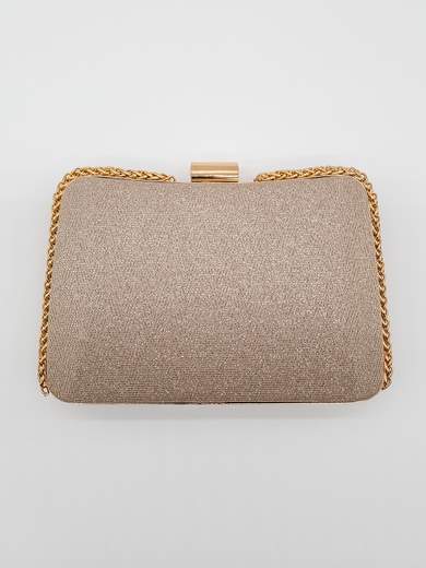 Pochette Rigida Oro Glitterata da Cerimonia con Doppia Catenella