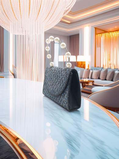 JESSICA Pochette da cerimonia nera con strass blu argento e manico gioiello A-2522-NERO