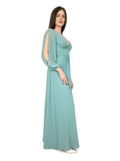 Bianca Brandi Abito Lungo Cerimonia Elegante Stile Impero Per Damigella Con Spacco