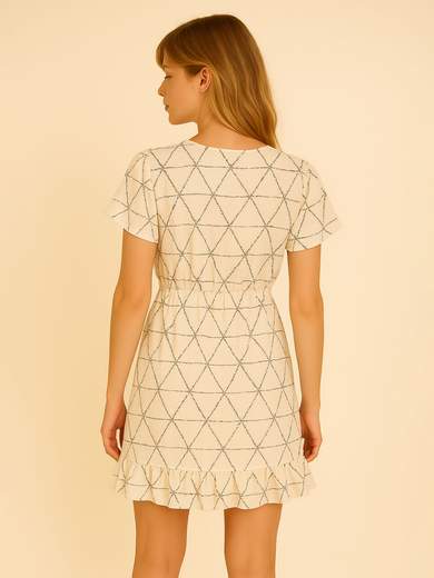 Bucle Vestito corto incrociato in viscosa con maniche a balze A5271F63